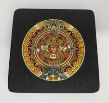 Vintage Aztec Calendar Wall Plaque Decor Sun Stone  Enamelware Wood Mexi... - £11.97 GBP