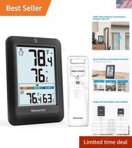 High Precision Wireless Thermometer with Comfort Indicator - Modern Blac... - $25.49