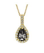 1.25 CTW Pear Black &amp; Round White Diamond Halo Pendant Necklace 14 K Yel... - $519.00