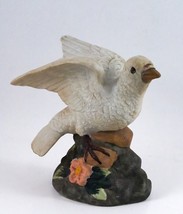 White Dove Bird Figurine Porcelain Open Wings, Flower Sculpture 5.75&quot; Vintage - £8.11 GBP