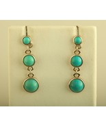 Vtg Sterling Silver 925 Turquoise Dangling Circle Earrings Sign by Whitn... - $74.25