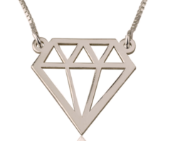 Diamond Shaped Necklace: Sterling Silver, 24K Gold, Rose Gold - £71.93 GBP