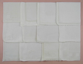 Vintage Hanky Lot One Dozen White Wedding Handkechiefs (Lot #102) - £53.49 GBP