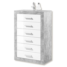 Pietra Tallboy Chest of Drawers Grey and White Gloss 6 Drawer - £216.07 GBP