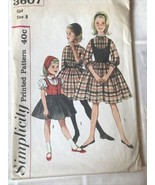 VINTAGE SIMPLICITY GIRLS SCARF DRESS PATTERN 3607 SIZE 8 Dirndl Jumper - £16.05 GBP