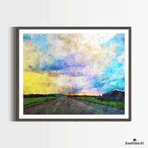 Premium Art Print Driving Through Texas in Watercolors, by Dreamframer Art - £29.73 GBP+