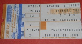 Styx Concert Ticket Stub Vintage 1983 The Forum Los Angeles - £23.59 GBP