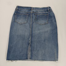 One 5 One MS20270Z Women's Blue Pencil Stretch Denim Slit Skirt Pockets Size L image 14