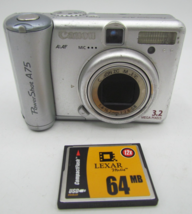 Canon PowerShot A75 3.2MP Digital Camera Silver Y2K With 64MB Memory Car... - $34.99