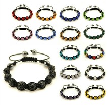 Sparkling Crystal Bead Bracelet 10mm Shamballa Style Pave Disco Ball Hip Hop New - £6.28 GBP