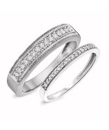 0.40 CT Imitation Diamant 14K Plaqué or Blanc His &amp; Hers Mariage Bande Set - €138,38 EUR