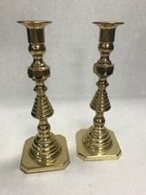 Vintage Paldwin Brass tall candle sticks holders 10 inch Vintage shiny table - £25.71 GBP