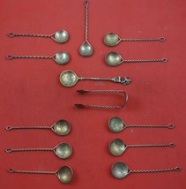 German by Various Maker Coin Silver Coffee Spoon 13-pc Set rope handle Early - £535.93 GBP