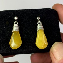 Sterling Silver 925 Classy Women&#39;s Yellow Amber Drop Earrings - £15.02 GBP
