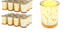 2.2x2.2x2.6” 24 Pack Gold Candle Holders, Mercury Glass Tealight Décor  - £60.74 GBP