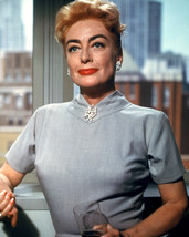 Joan Crawford 1950's pose in grey dress holding drink New York skyline 16x20 Can - $69.99