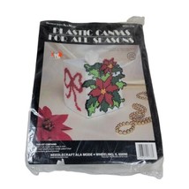 Vtg Needlecraft Poinsettia Tissue Box Cover plastic canvas w91-776 NEW C... - $18.69