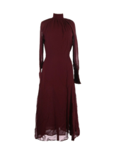 NWT Reformation Valentin Midi in Plum Mock Neck Side Slit Georgette Dress 6 - £154.80 GBP