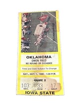 Ncaa Ticket Stub Iowa St. Cyclones @ Oklahoma Sooners 10/1/1988 Holieway Switzer - $20.00