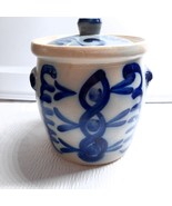 Rumtopf Salt Glaze Blue Crock Fermenting Jar with Lid cannister canister... - $67.80 CAD