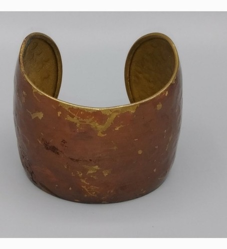 Hammered Copper Bracelet / Bangle 2.75" washed / plated pillow puffy vintage Item image 11