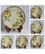 6 Marked Nippon Hand Painted 7.25&quot; Plates Japanese Yellow Floral 7.5&quot; Pl... - $64.34