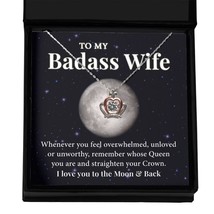 To My Badass Wife Crown Pendant Necklace, Valentines Day Gift To My Soulmate, Wi - £51.11 GBP