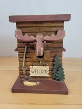 Wooden &#39;Moose Lodge&#39; Bird House Log Cabin Decorative Rustic Primitive Welcome - £20.07 GBP