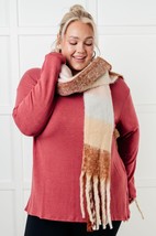 Wanderlust Wrap Oversized Plaid Fringe Scarf in Light Brown - $23.32