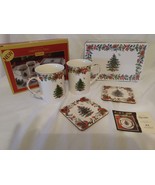 NIB 2016 Spode Christmas 5pc Coffee Mug &amp; Coaster Set in Decorative Tin - $17.99