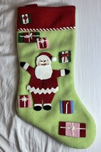 Vintage 2002 Martha Stewart Santa Clause Christmas Stocking Green, Red, &amp; White - $12.10