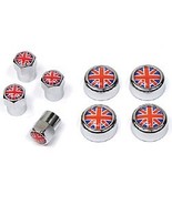 Tire Valve Caps &amp; License Plate Screw Covers - Union Jack - 8-Piece Set - £14.38 GBP