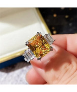 4Ct Emerald Simulated Citrine Solitaire Engagement Ring 14K White Gold P... - £51.48 GBP