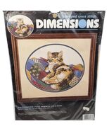 Dimensions 3163 Patchwork Puss Cat Stamped Cross Stitch Kit 15&quot; x 13&quot; New - $350.94 MXN