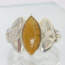 Tigers Eye Handmade Sterling Silver Tiger Eye Celtic Knot Unisex Ring size 9.25 - £85.93 GBP