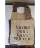 NEW Save Water Drink Beer Muslin Canvas Tote holds 6 Bottles/Cans Upcycled - £22.59 GBP