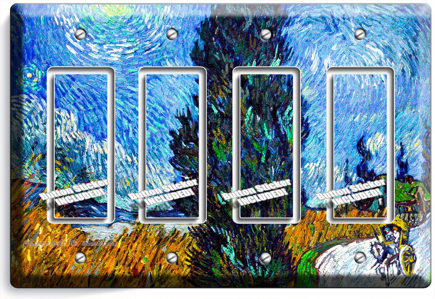 VAN GOGH PROVIDENCE COUNTRY ROAD BY NIGHT LIGHTSWITCH OUTLET WALL PLATE ROOM ART Item image 9
