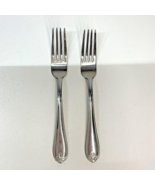 Reed &amp; Barton RIBBON CREST Glossy Stainless Steel Flatware 2 DINNER FORK... - $39.89