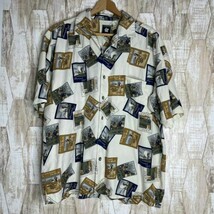 AUREUS Silk Golf Theme Button Short Sleeve Hawaiian Camp Shirt Mens L - $547.38 MXN