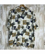 AUREUS Silk Golf Theme Button Short Sleeve Hawaiian Camp Shirt Mens L - $547.38 MXN