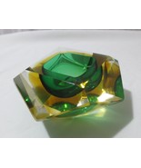 Murano Art Glass Ashtray Green &amp; Gold Votive Candle holder - £37.57 GBP