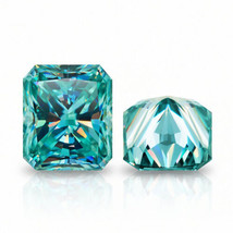 Cyan Blue Radiant Cut Loose Moissanite Brilliant Diamond VVS For Engagement Ring - £23.01 GBP+