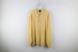 Vintage Jos A Bank Mens 2XL Distressed Soft Cashmere Cable Knit Collared Sweater - $59.35