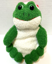 Vintage Russ Terry Cloth Christmas Frog with Santa Hat Plush Stuffed Animal 6 in - £14.81 GBP