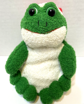 Vintage Russ Terry Cloth Christmas Frog with Santa Hat Plush Stuffed Animal 6 in - £14.49 GBP