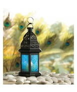 BLUE GLASS MOROCCAN STYLE LANTERN - $31.00