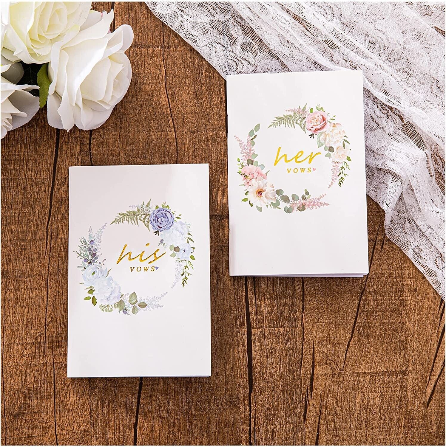 Elegant His and Her Vow Books for Wedding, Gold Foil Wedding Vow Books, ... - $13.85