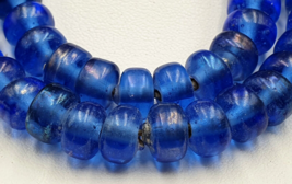 Antique glass beads Dutch Annular lamp work African trade cobalt blue BEADS - £38.57 GBP