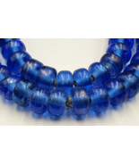 Antique glass beads Dutch Annular lamp work African trade cobalt blue BEADS - £38.57 GBP
