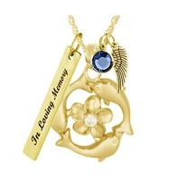 Dolphin Hibiscus Crystal Gold Cremation Urn - Love Charms™ Option - $59.95